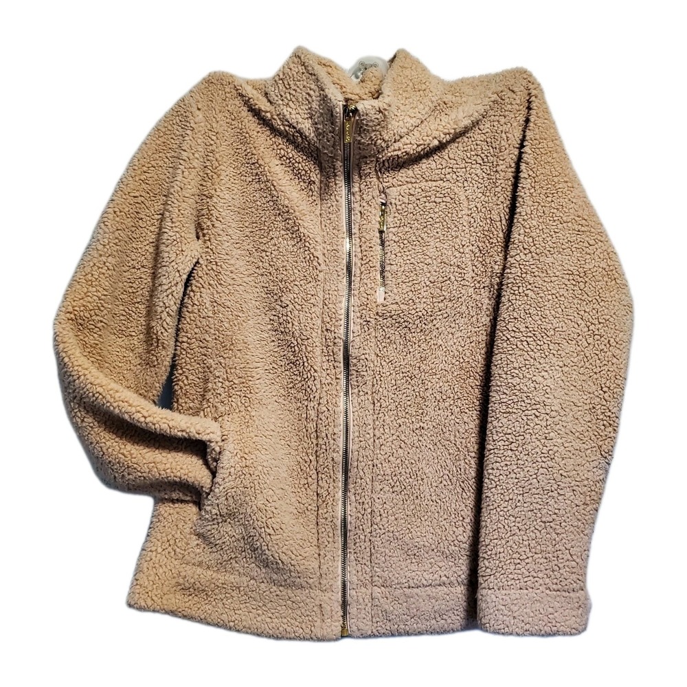 Calvin Klein Zip Up Jacket Size M  Terry Cloth Feel Peach Pink Colored
